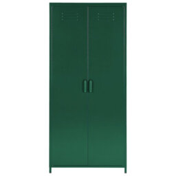 Wyld And Coco Aurorahome Industrial Green Steel Storage Cabinet With 2 Doors And 4 Adjustable Shelves, 760 X 500 X 1700mm - thumbnail 1