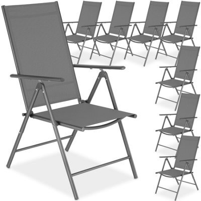 Tectake Folding Garden Chairs With Adjustable Backrests, Mesh Fabric - Anthracite - Set Of 8 - image 1