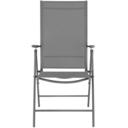 Tectake Folding Garden Chairs With Adjustable Backrests, Mesh Fabric - Anthracite - Set Of 8 - thumbnail 2