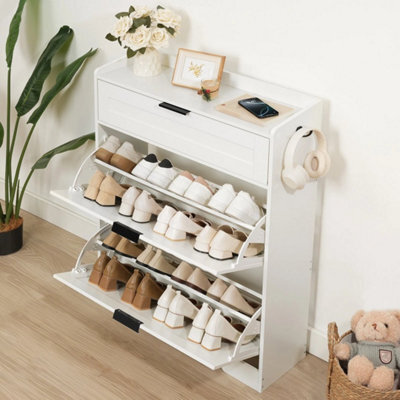 Shoe Cabinet Shoe Storage Cabinet With 2 Flip Drawers Hidden Shoe Rack - image 1