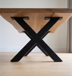 Solid French Oak Coffee Table 130X50Cm, X Base, Natural Oil Finish - thumbnail 3