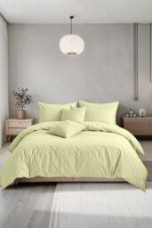 Plain Dyed Easy Care Polycotton Duvet Cover And Pillowcase/s Set Bed Linen Lemon - thumbnail 1