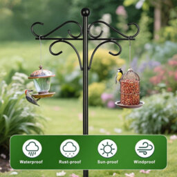 Extra Tall 193Cm Freestanding Bird Feeder Station With Dual Shepherd Hooks - Durable Metal Garden Pole For Outdoor Birds - thumbnail 6