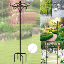 Extra Tall 193Cm Freestanding Bird Feeder Station With Dual Shepherd Hooks - Durable Metal Garden Pole For Outdoor Birds - thumbnail 1