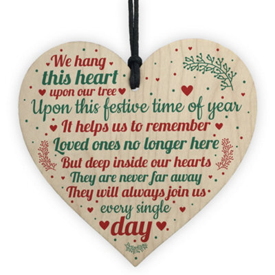 Red Ocean Wooden Heart Christmas Tree Memorial Decoration For Mum Nan Dad Grandad Plaque Gift - image 1