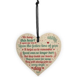 Red Ocean Wooden Heart Christmas Tree Memorial Decoration For Mum Nan Dad Grandad Plaque Gift - thumbnail 5