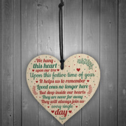 Red Ocean Wooden Heart Christmas Tree Memorial Decoration For Mum Nan Dad Grandad Plaque Gift - thumbnail 2