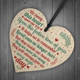 Red Ocean Wooden Heart Christmas Tree Memorial Decoration For Mum Nan Dad Grandad Plaque Gift - thumbnail 6