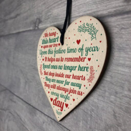Red Ocean Wooden Heart Christmas Tree Memorial Decoration For Mum Nan Dad Grandad Plaque Gift - thumbnail 7