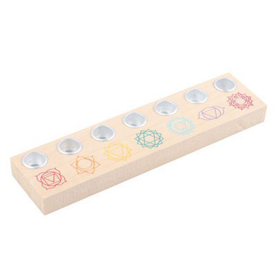 Seven Chakras Wooden Candle Holder - Balance & Serenity Decor - image 1