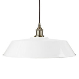 White Large Chancery Painted Dome Pendant Light With Brushed Chrome Lamp Holder And Black Round Cable - Se Home - thumbnail 1