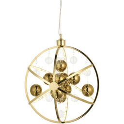 Loops Hanging Ceiling Pendant Light - Gold Effect Plate With Clear & Gold Glass - 8.53W Led (Smd 2835) Warm White