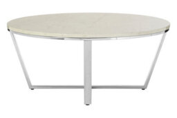 Orsina Allure Round White Faux Marble Coffee Table - thumbnail 3