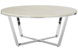 Orsina Allure Round White Faux Marble Coffee Table