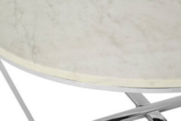 Orsina Allure Round White Faux Marble Coffee Table - thumbnail 4