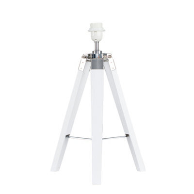 Valuelights Clipper White Wood And Chrome Modern Tripod Floor Lamp Base - image 1
