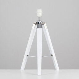 Valuelights Clipper White Wood And Chrome Modern Tripod Floor Lamp Base - thumbnail 3