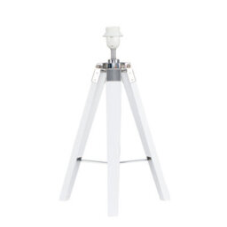 Valuelights Clipper White Wood And Chrome Modern Tripod Floor Lamp Base
