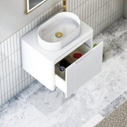 Royal Bathrooms Avenza 600mm Matte White Wall Hung Bathroom Countertop Vanity Unit 1 Drawer With Lyon Basin - thumbnail 5