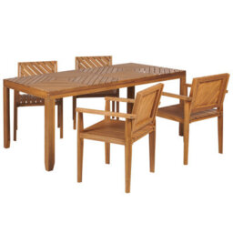 Beliani Garden Dining Set 4 Seater Baratti Acacia Wood Brown - thumbnail 1