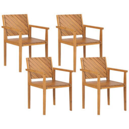 Beliani Garden Dining Set 4 Seater Baratti Acacia Wood Brown - thumbnail 4