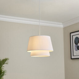First Choice Lighting Set Of 2 Ambra - Two Tier White Fabric Easy Fit Pendant Shades - thumbnail 6