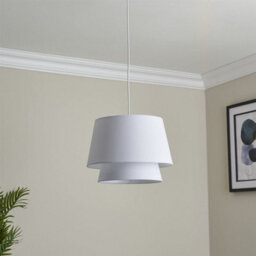 First Choice Lighting Set Of 2 Ambra - Two Tier White Fabric Easy Fit Pendant Shades - thumbnail 5