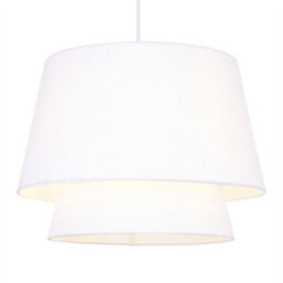 First Choice Lighting Set Of 2 Ambra - Two Tier White Fabric Easy Fit Pendant Shades - thumbnail 4