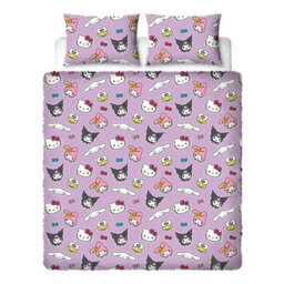 Character World Hello Kitty Fleece Double Duvet Reversible Kids Bedding Set Purple Quilt Cover - thumbnail 7