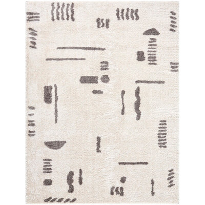 Livabliss Fossay Shaggy-Washable Beige Charcoal Modern Hig Pile Living Bedroom Rug 200 X 275 Cm Easy Care, Non Shedding - image 1