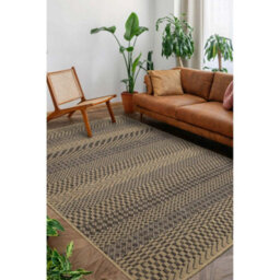 Melrose County Striped Natural Patterned Indoor Non-Slip Area Rug 060/110Cm - thumbnail 1