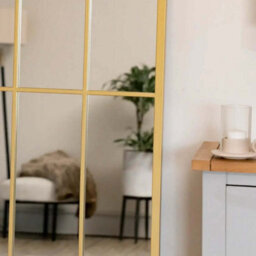 Jōbū Jobu Home - Tomi - Full Length Gold Metal Arched Lattice Window Mirror - 150Cm X 60Cm - thumbnail 2
