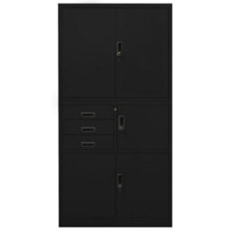 Vidaxl Office Cabinet Black 90X40X180 Cm Steel - thumbnail 2