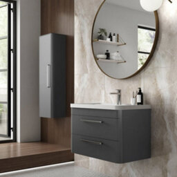 Hudson Reed Solar Wall Hung 2 Drawer Vanity Unit & Polymarble Basin, Pure White Matt, 600 X 540 X 450mm - thumbnail 3