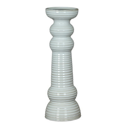 Hill Interiors Sile Large Pillar Candle Holder - Ceramic - L12 X W12 X H38 Cm - White - image 1