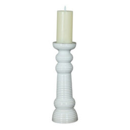 Hill Interiors Sile Large Pillar Candle Holder - Ceramic - L12 X W12 X H38 Cm - White - thumbnail 2