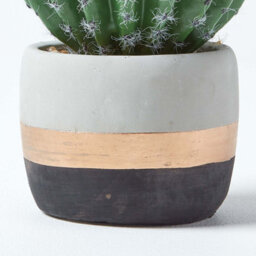 Homescapes Artificial Green Handcrafted Golden Barrel Cactus In Contemporary Stone Pot, 19 Cm - thumbnail 4