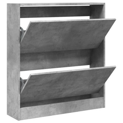 Berkfield Durable Shoe Cabinet Concrete Grey 80X21X87.5 Cm Engineered Wood
