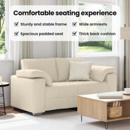 Vidaxl Sofa With Cushion With Pillow Beige 160 X 77 X 82 Cm Linen - thumbnail 8