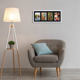 AK Frames 50X20Cm White Sleek Multi Photo Frame With Black Mount - Holds 4 Apertures (4X) 6X4 Photos - thumbnail 3