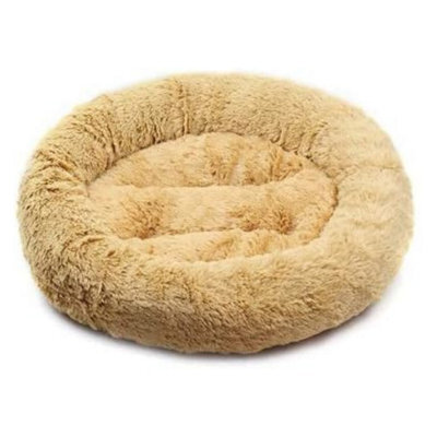 50Cm Soft Plush Pet Bed - Cream - image 1