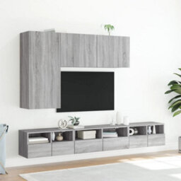 Walplus Tv Wall Cabinets 2 Pcs Grey Sonoma 60X30X30 Cm Engineered Wood - thumbnail 4