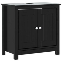 Berkfield 3 Piece Bathroom Furniture Set Berg Black Solid Wood Pine - thumbnail 4