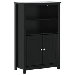 Berkfield 3 Piece Bathroom Furniture Set Berg Black Solid Wood Pine - thumbnail 3