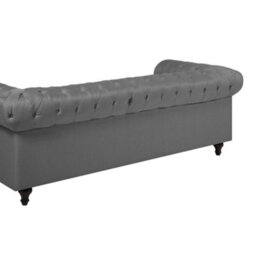 Beliani Living Room Set 4 Seater Chesterfield Fabric Light Grey - thumbnail 9