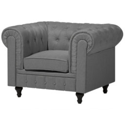 Beliani Living Room Set 4 Seater Chesterfield Fabric Light Grey - thumbnail 6