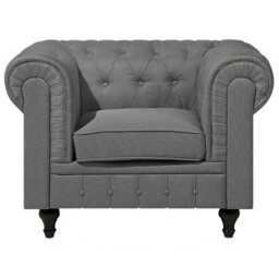 Beliani Living Room Set 4 Seater Chesterfield Fabric Light Grey - thumbnail 7
