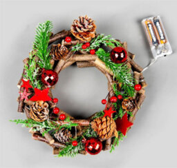 Shatchi 22Cm - B/o Led Twig Wreath Red - thumbnail 5