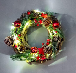 Shatchi 22Cm - B/o Led Twig Wreath Red - thumbnail 2