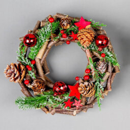 Shatchi 22Cm - B/o Led Twig Wreath Red - thumbnail 4
